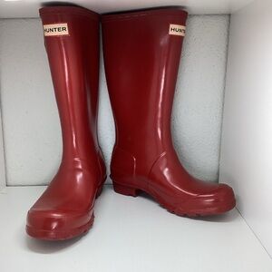 Hunter Original Kids Red Rain Boots Size 3B/4G Boys Knee High